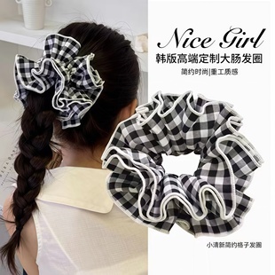 【TwistJoy绾悦】格子白边大肠发圈2025新款甜美田园风韩系头发饰