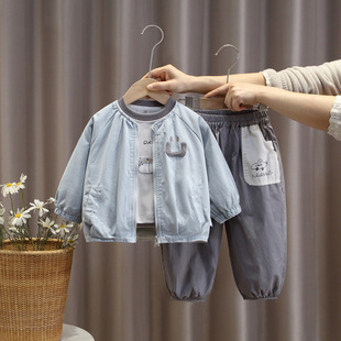 男宝宝春季新款2026三件套童装衣服幼童外套男童T恤时髦宝宝套装