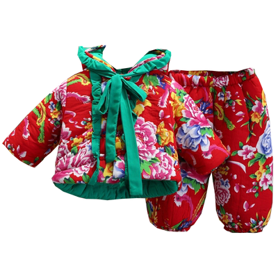 东北大花布棉袄裤衣服过新年唐装
