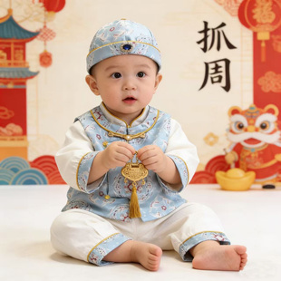 周岁宝宝礼服2026新款男宝生日百天宴抓周衣服婴儿新中式儿童唐装