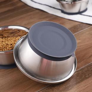 狗盆不锈钢防打翻矽胶吸盘狗碗猫碗狗狗饭碗食盆大中小型犬喝水盆