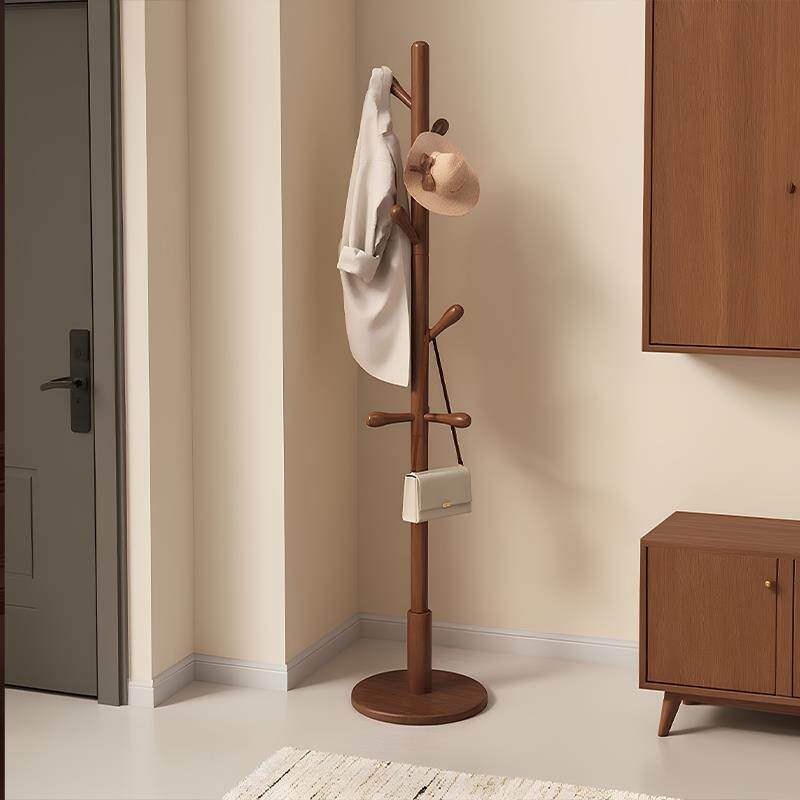 实木落地挂衣架入户玄关立式衣帽架家用卧室客厅挂包架榉木置衣架