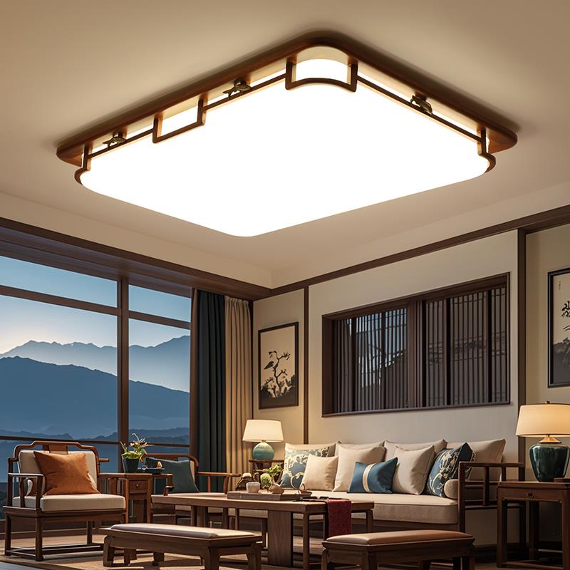 新中式吸顶灯客厅卧室灯民宿客房茶室复古自建房大厅灯实木餐厅灯