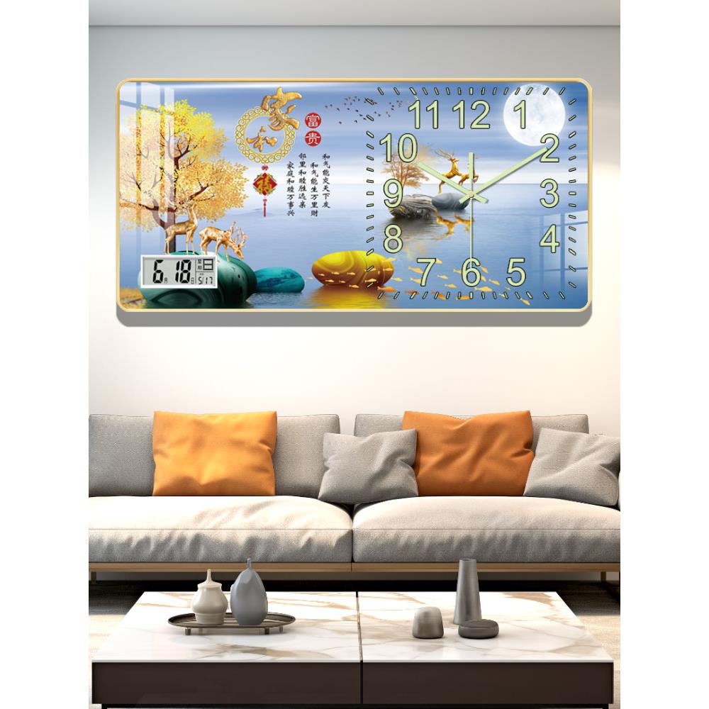 万年历2025年新款夜光日历钟表挂钟客厅家用时尚装饰画挂墙表时钟