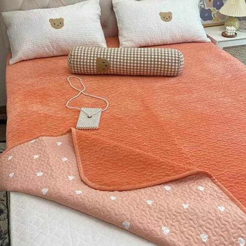 新款冬季高克重宝宝绒加厚绗缝床盖纯色牛奶绒炕盖儿童床上可水洗