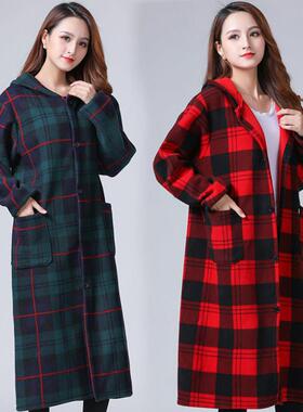 冬季保暖加长棉罩衣女上衣外套大人加绒加厚工作服过膝中长款大褂