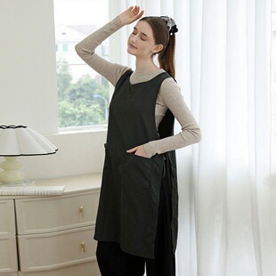 跨境外贸防泼水家用围裙长款日韩式厨房围兜画画咖啡店工作服批发