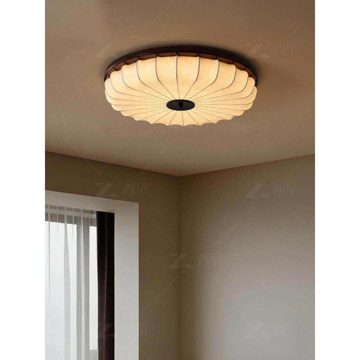 法式中世纪吸顶灯，主卧灯，覆古风格，高端灰木胡桃色客厅主灯