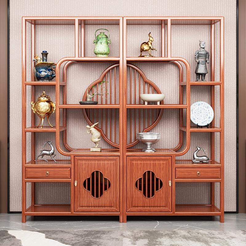 多宝格榆家具茶架展示柜博古架实木中式客厅隔断储物展示柜