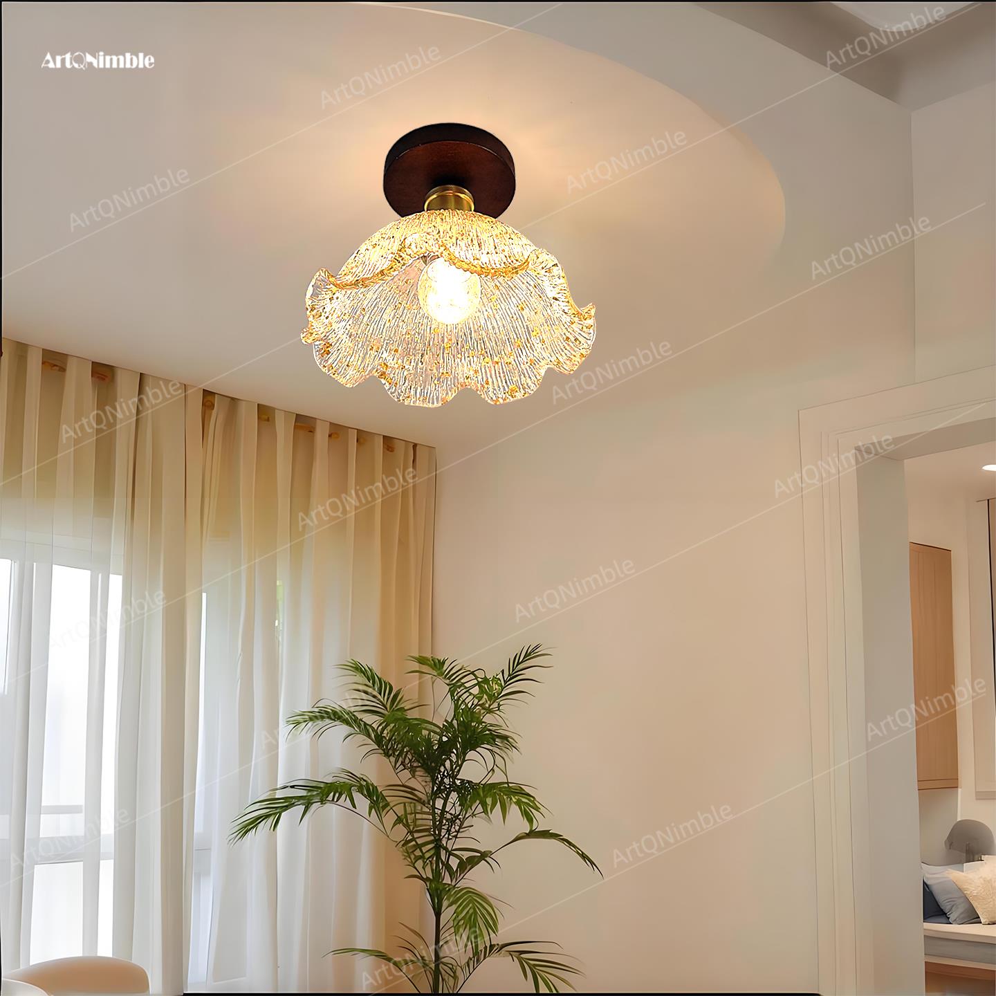 中古风法式花朵玄关走廊过道灯复古中式厨卫阳台入门吸顶灯ART