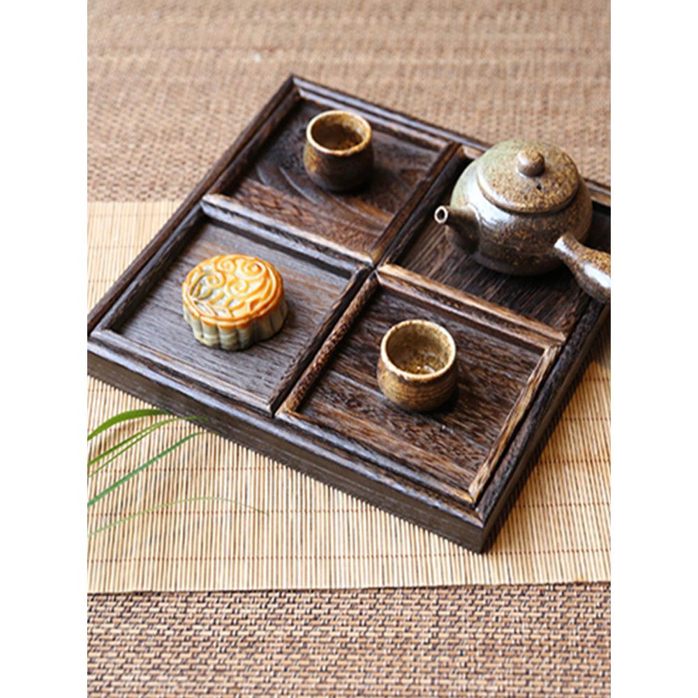 多功能日本实木托盘茶托木托盘五件套木托盘著名茶具配件