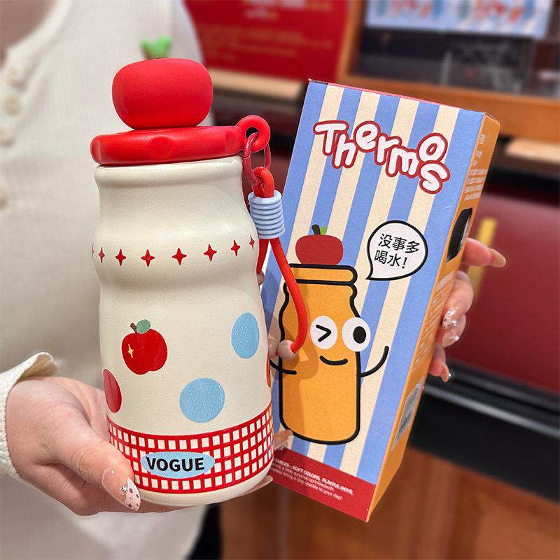 卡通水杯保温杯女高颜值2025新款可爱吸管杯便携茶水分离咖啡杯子