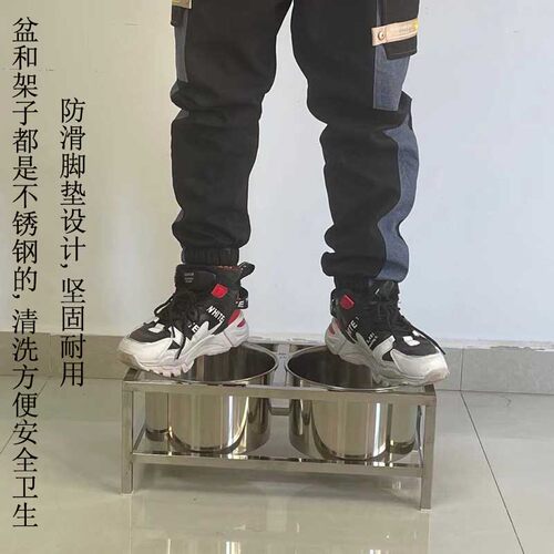 热销狗盆不锈钢狗k碗固定狗喝水筒桶防打翻双碗护颈狗食盆狗用品