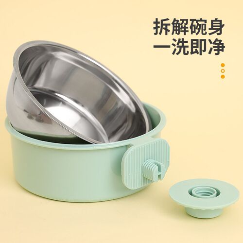 热销宠物食盆不锈钢猫碗狗碗防打翻可固定笼子宠物饮水.饮食猫粮