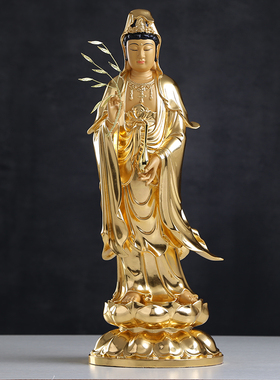 热销台湾纯铜贴金西方三圣神像阿弥陀佛I像观音佛像供奉大势至菩