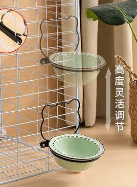 热销悬挂式猫f碗双碗宠物狗狗食盆喝水碗斜口猫粮盆可调节护颈挂