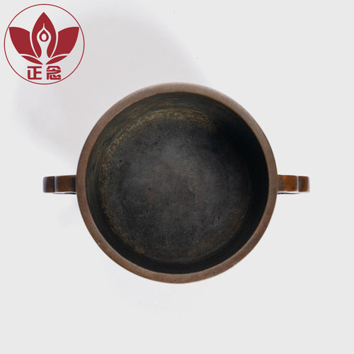 热销庆松堂苏工铜炉名家胡庆松制海棠耳圈足筒式炉家用Z紫铜熏香