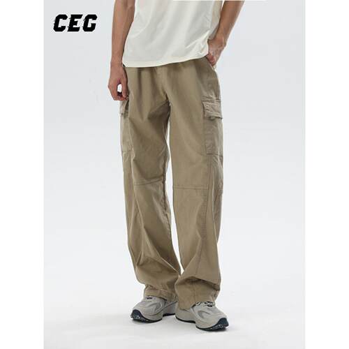 CEG | 新款日系覆古多口袋工装裤男潮牌宽松直筒阔腿休闲长裤子