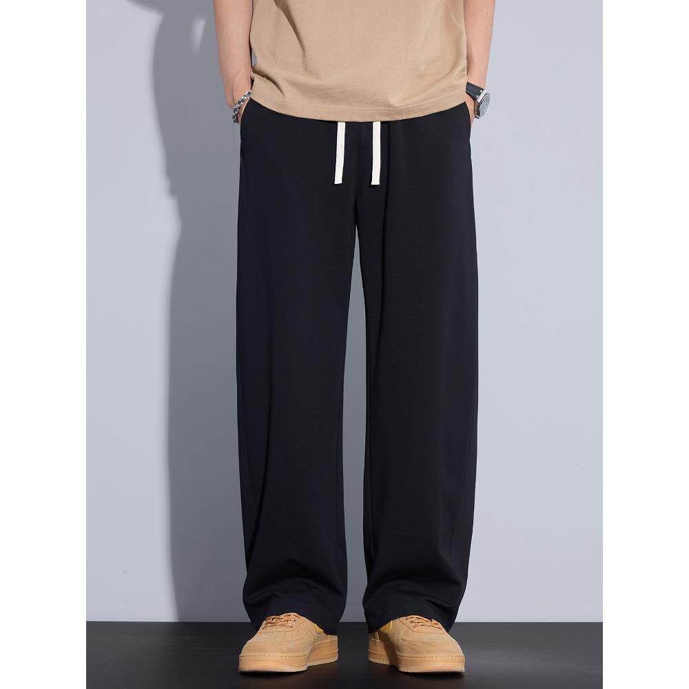 Kuvine秋季美式风宽松弯刀裤高街vibe直筒休闲裤男款针织运动卫裤