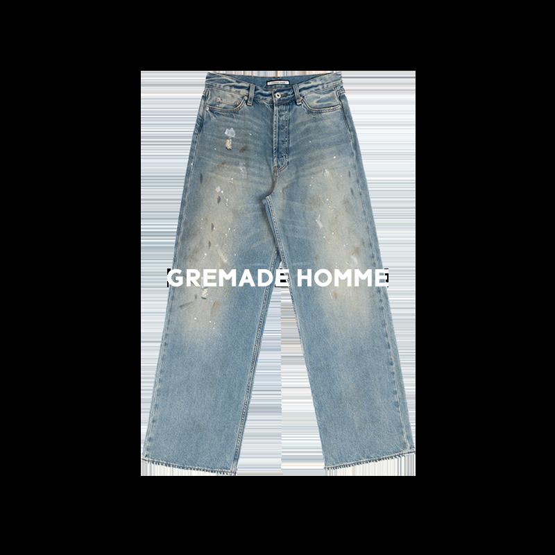GREMADE 1981M版型天丝混纺喷脏泼墨洗水宽松BAGGY牛仔裤男