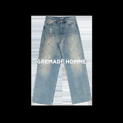 GREMADE 1981M版型天丝混纺喷脏泼墨洗水宽松BAGGY牛仔裤男