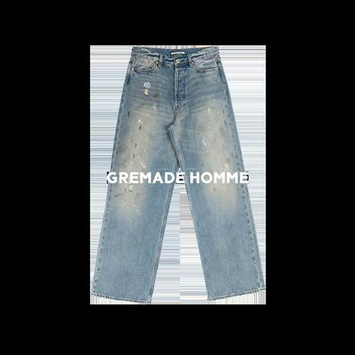 GREMADE 1981M版型天丝混纺喷脏泼墨洗水宽松BAGGY牛仔裤男