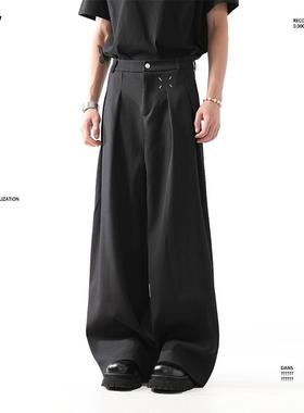 BLANKIN 马吉拉cleanfit黑色西裤男秋季垂感宽松休闲职业西装长裤