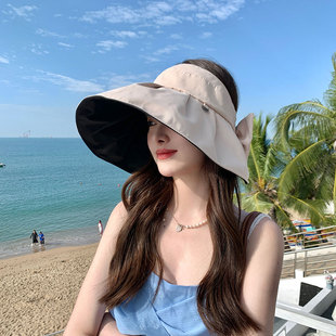 防晒空顶帽女2026新款大沿可折叠太阳帽子旅游度假休闲遮脸0622k