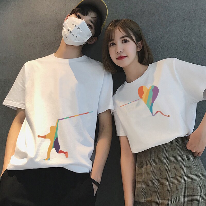 两件!放风筝情侣装情侣t恤一男一女情侣装夏天款情侣短袖情侣t恤