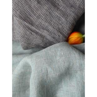 夏季轻量雨露亚麻色织条纹纯亚麻微透光织物142宽[双色条纹]