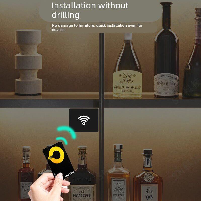酒柜锁免打孔感应柜锁陈列展示柜隐形锁刷卡锁玻璃柜门暗装电子锁