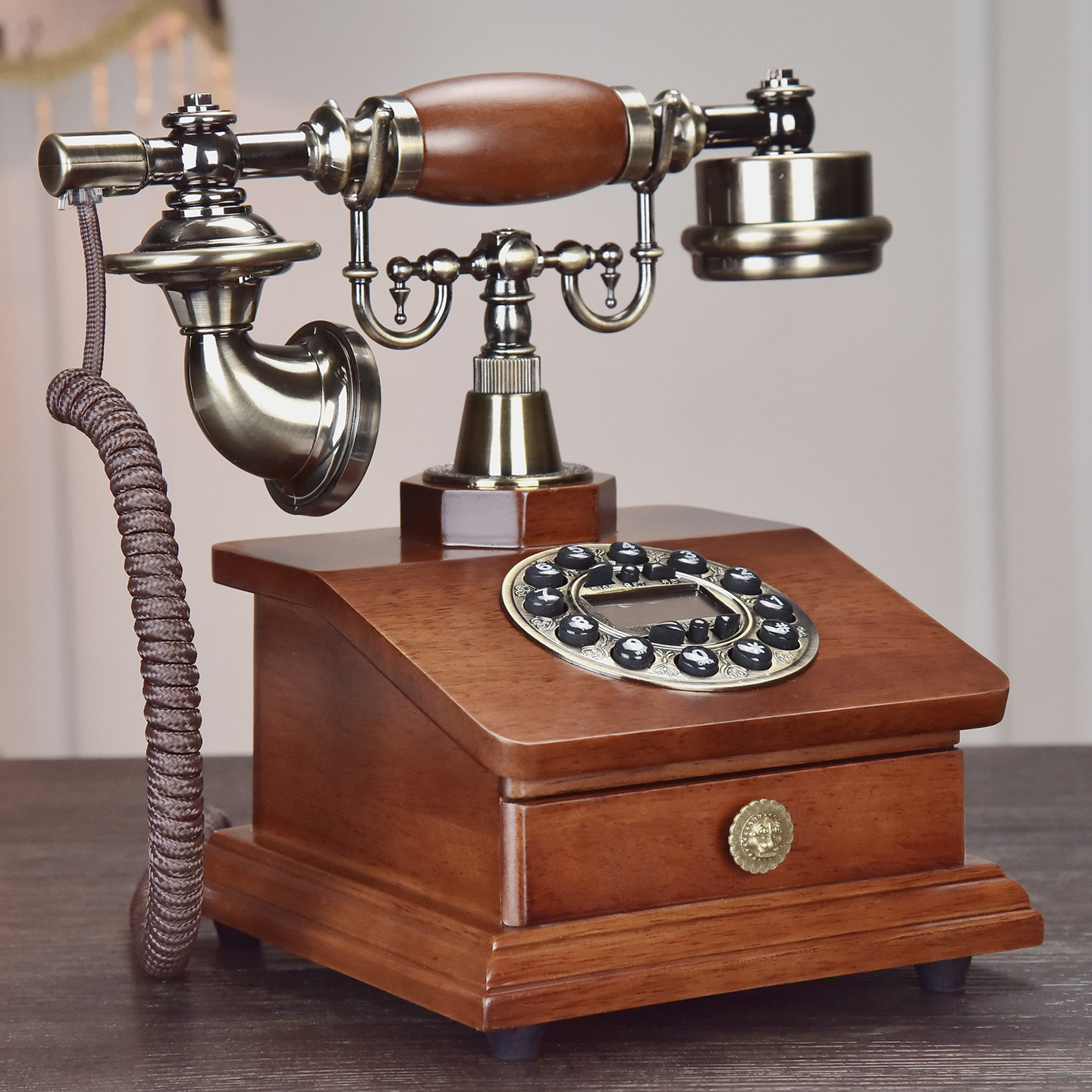 蒂雅菲欧式老式复古仿古电话机旋转拨号电话家用固话座机无线插卡