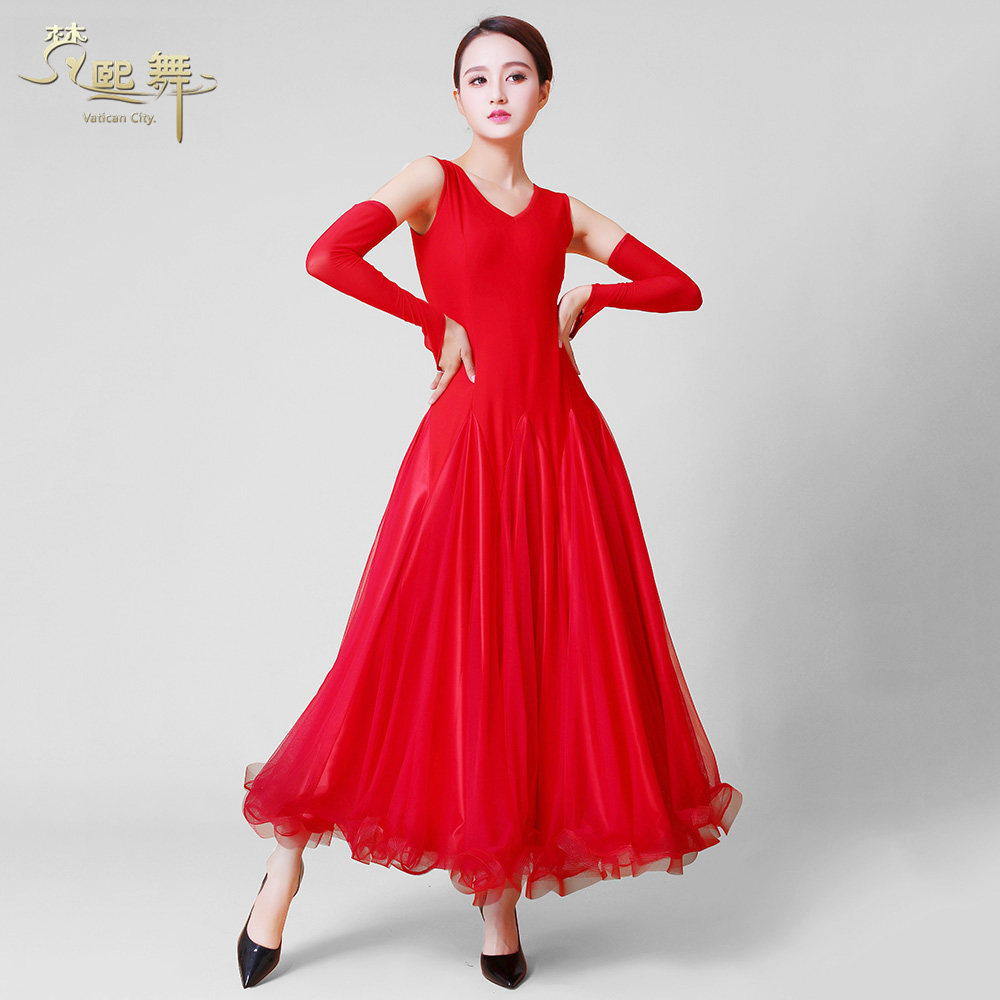 跳舞新款演出服大摆摩登舞国标舞比赛裙女交谊舞连衣裙演出服舞裙