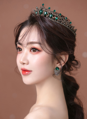 欧式复古藏青绿色欧美生日女王范皇冠成年人礼物女神王冠晚宴配饰