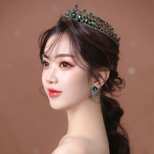 欧式复古藏青绿色欧美女王范皇冠