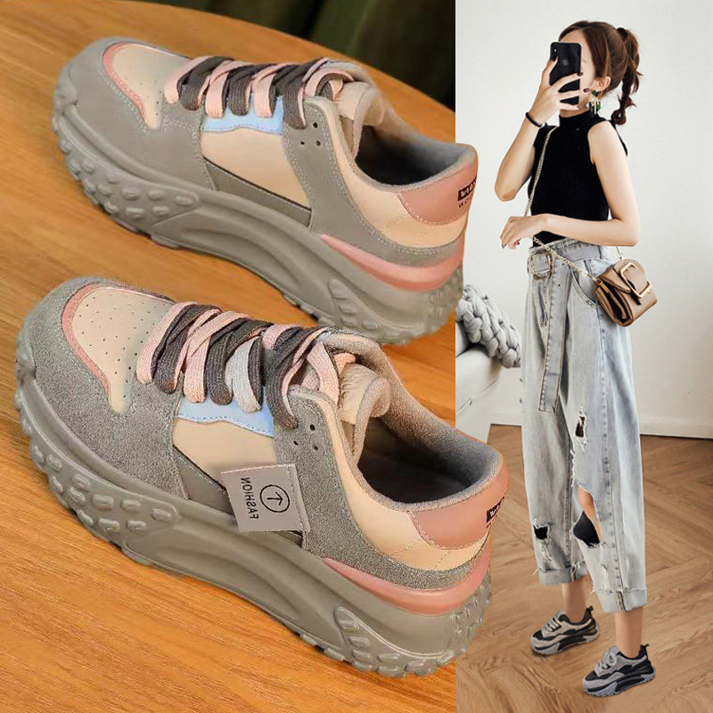 真皮加绒老爹鞋女2026年春季新款阿甘鞋复古内增高厚底休闲运动鞋,女鞋,时尚休闲鞋,淘宝优惠券,粉丝福利购,淘宝优惠卷