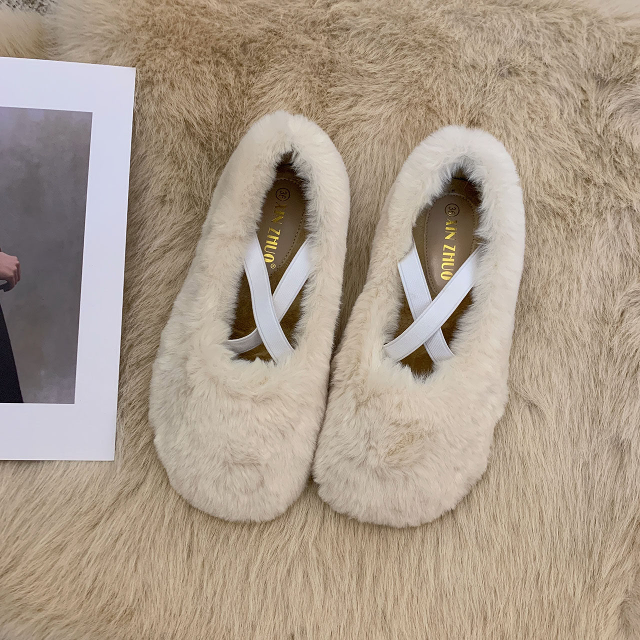 设计感浅口加绒毛毛鞋女外穿2025冬季新款保暖加厚豆豆鞋防滑棉鞋,女鞋,毛毛鞋,淘宝优惠券,粉丝福利购,淘宝优惠卷