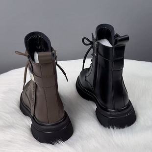 炸街加绒短靴 英伦风百搭网红爆款 真皮厚底马丁靴女2025秋冬季 新款