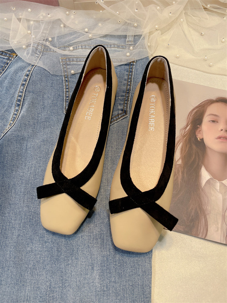 真皮单鞋女2025春季新款韩版方头软底低跟浅口粗跟气质法式奶奶鞋,女鞋,浅口单鞋,淘宝优惠券,粉丝福利购,淘宝优惠卷