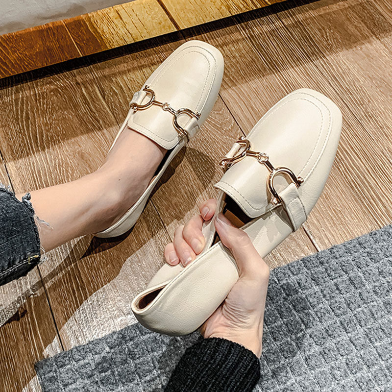 真皮小皮鞋女2025秋季新款韩版百搭平底单鞋英伦风大码休闲乐福鞋,女鞋,深口单鞋,淘宝优惠券,粉丝福利购,淘宝优惠卷