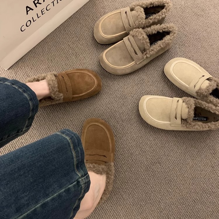 毛毛鞋懒人豆豆鞋加厚保暖棉鞋