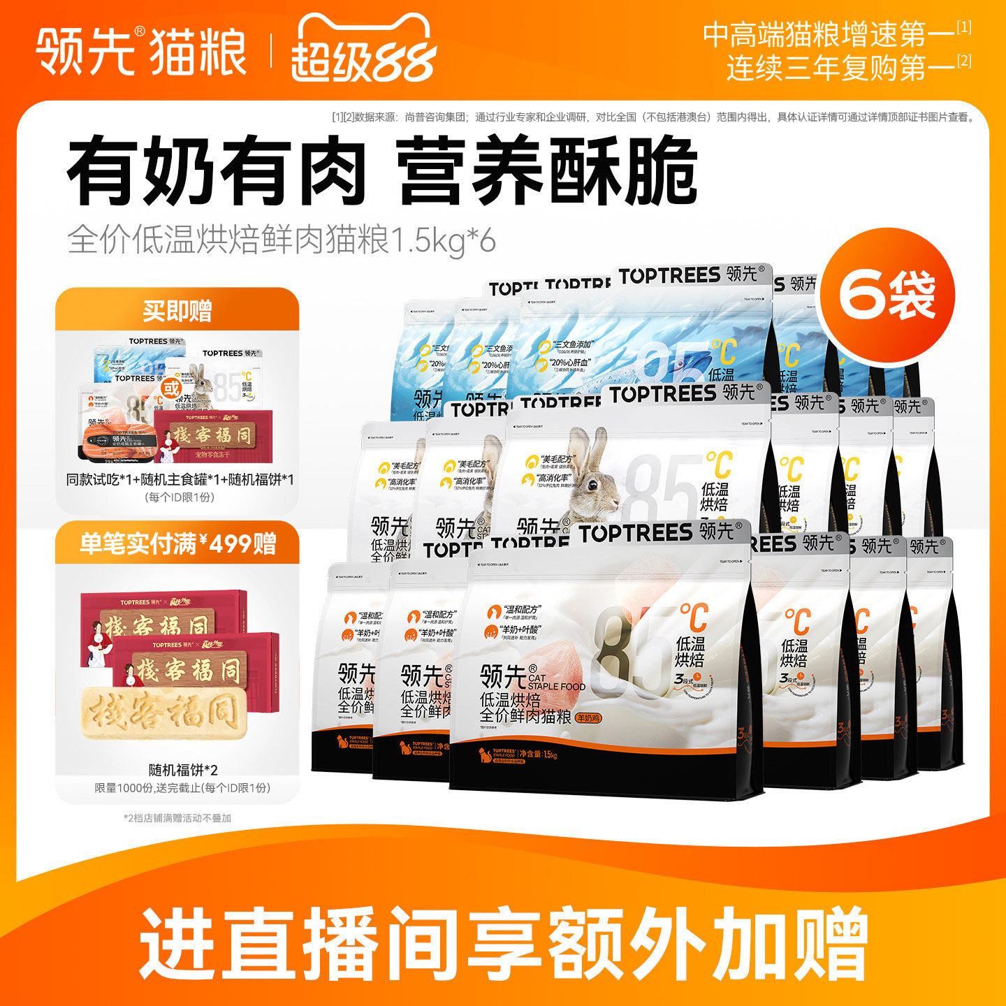 【爆款烘焙囤货装】领先烘焙猫粮成猫幼猫羊奶鸡肉营养1.5kg*6袋