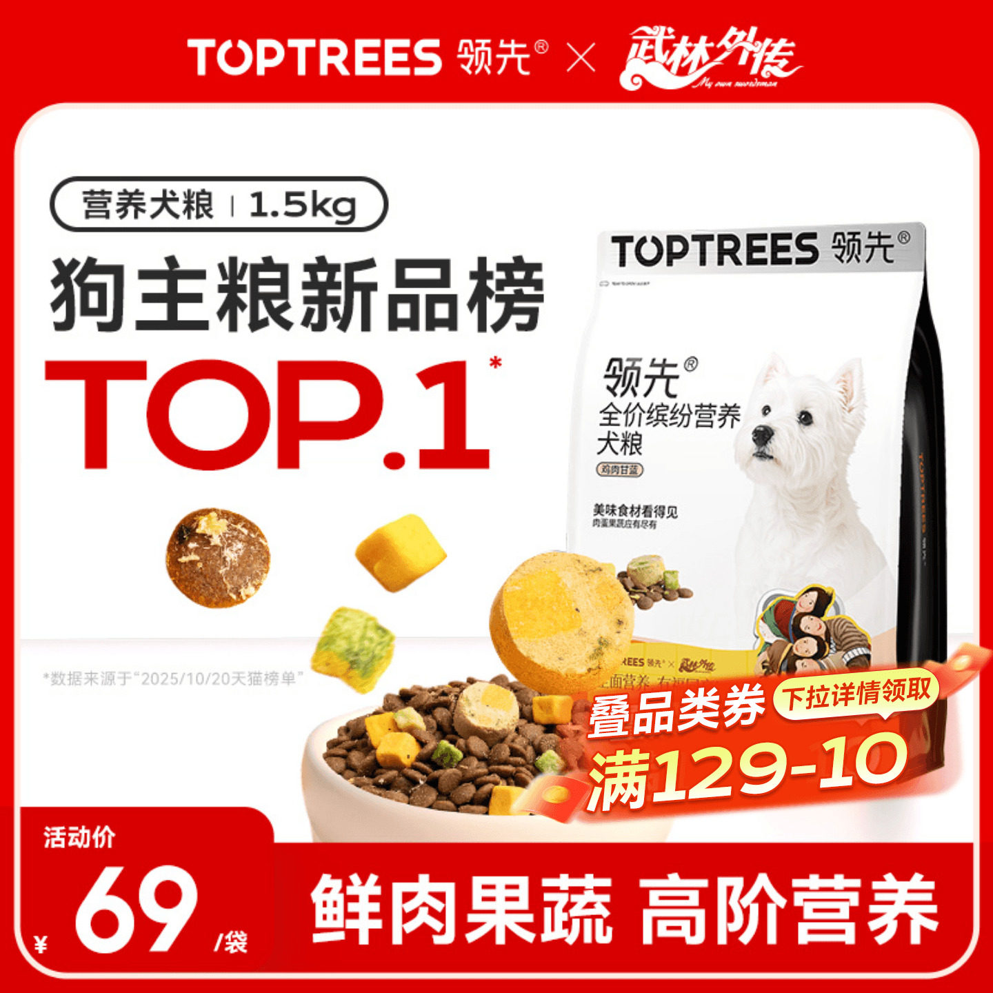 【重磅新品】领先鲜肉果蔬狗粮中小型犬大型犬全价通用冻干犬粮