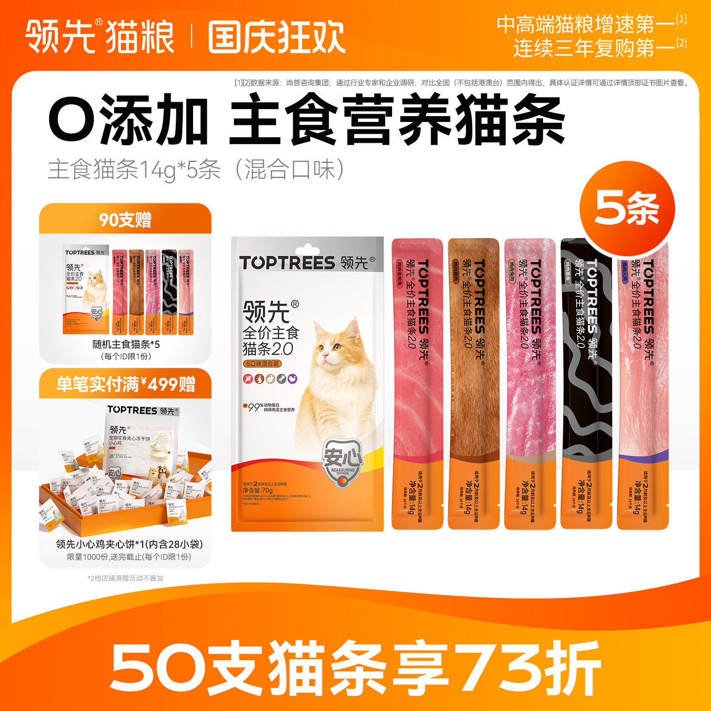 【0添加】领先主食猫条5条图片