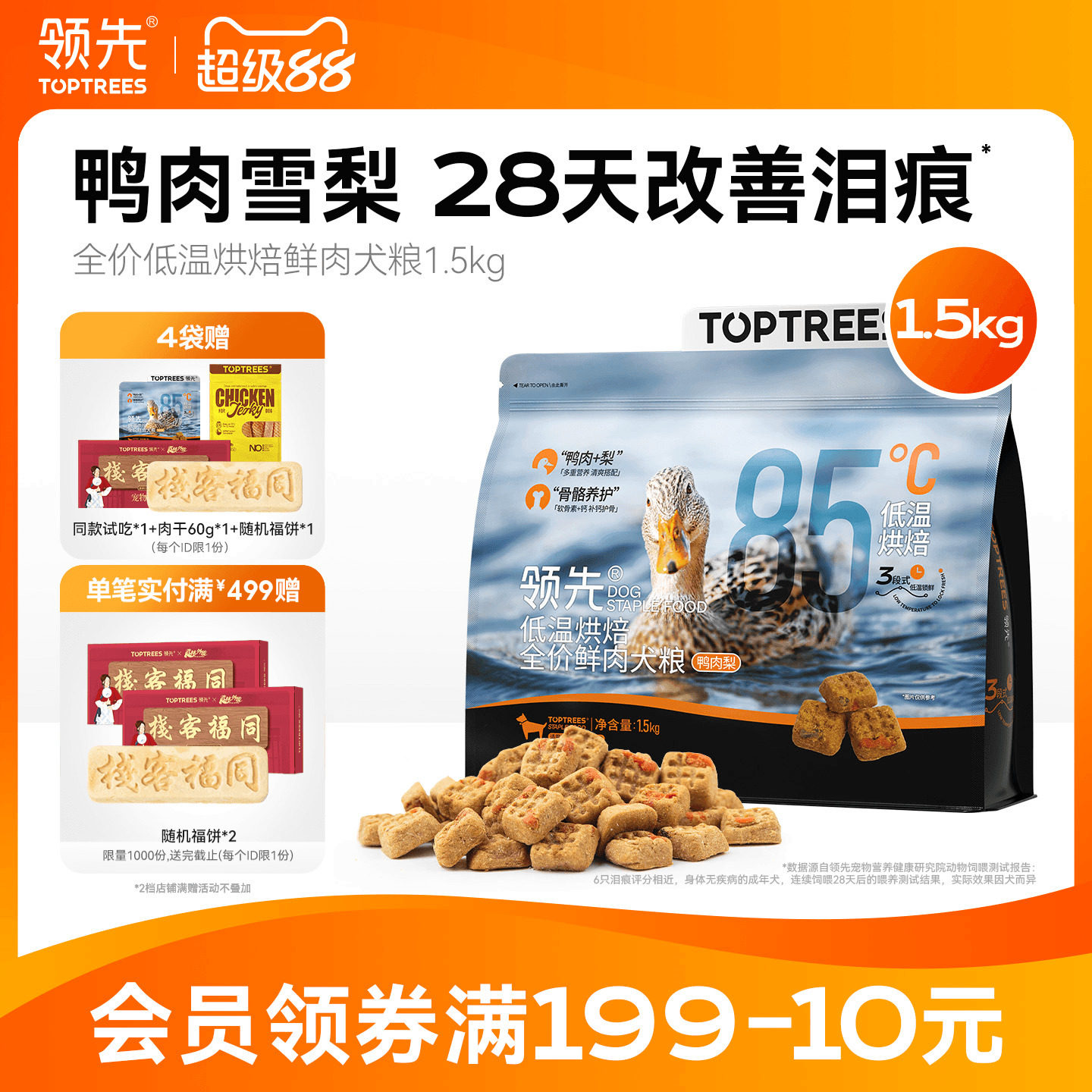 领先鸭肉梨烘焙犬粮1.5kg*4 275元 - 线报酷