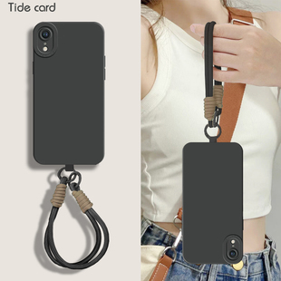 适用于苹果XR手机壳液态硅胶iphonexsmax全包防摔保护套iPhoneX简约纯色挂绳男女xs高级感超薄编织腕带软外壳