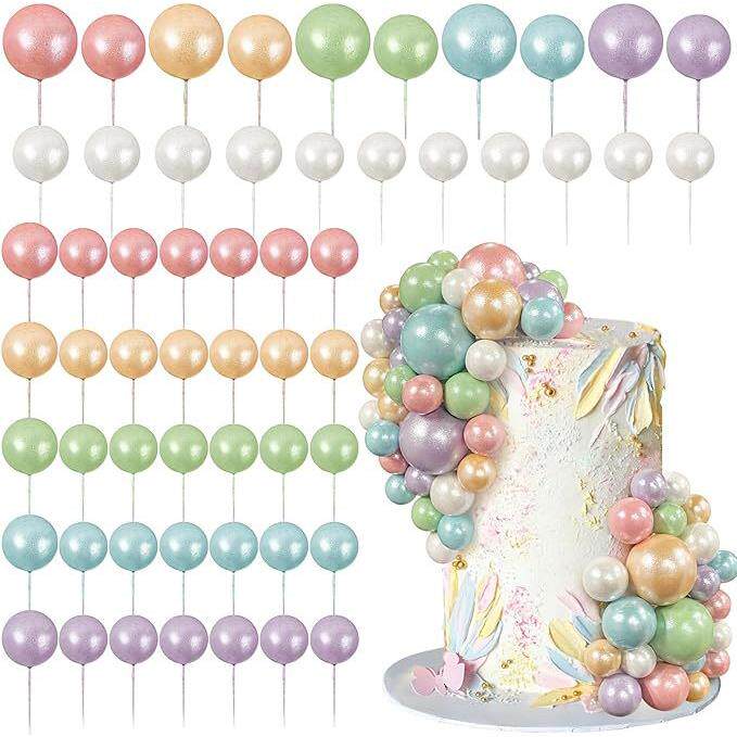 56件蛋糕球精选彩色球形蛋糕生日派对婚礼装饰糖果系列六种颜色