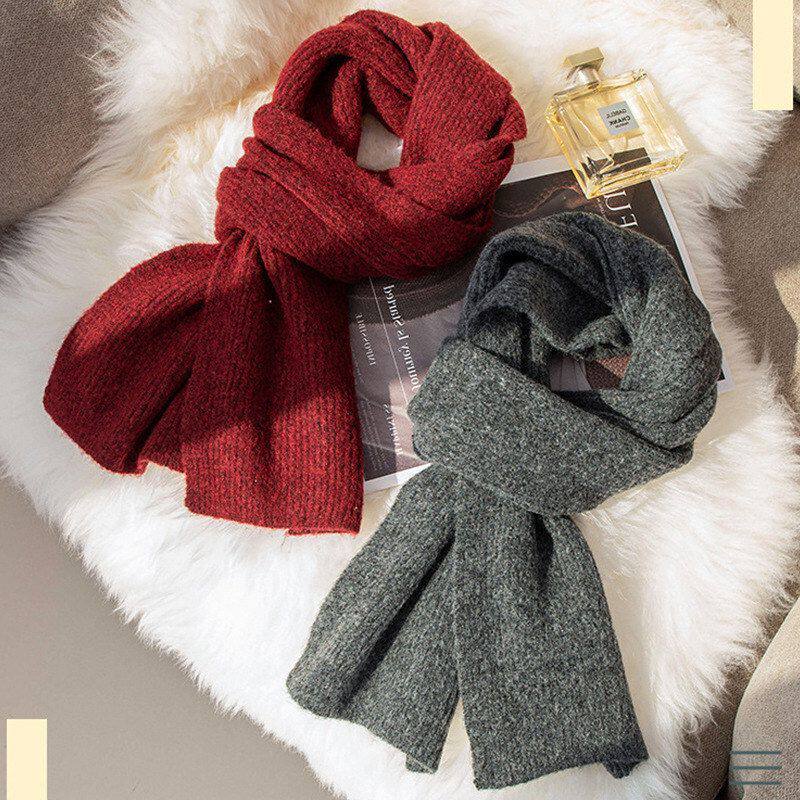 纯色含羊毛围巾女高级感百搭围脖美拉德简约披肩保暖加厚羊绒手感