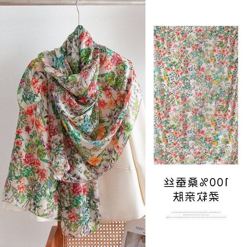 杭州洋纺长巾100%桑蚕丝真丝丝巾高级感送妈妈婆婆礼物围巾领巾女