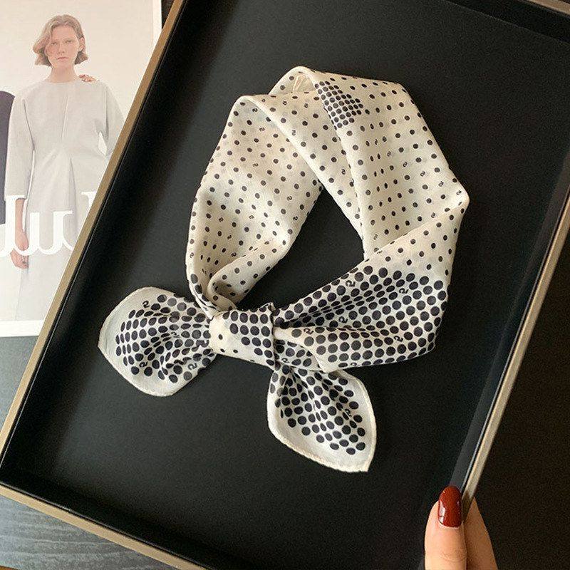 超薄桑蚕丝棉真丝波点丝巾女春夏防晒披肩两用头巾优雅轻盈感方巾